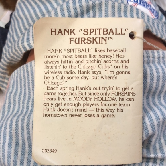 Furskins Teddy Bear Xavier Roberts Baseball Player “Hank Furskins” Vintage 1987 - Picture 13 of 15